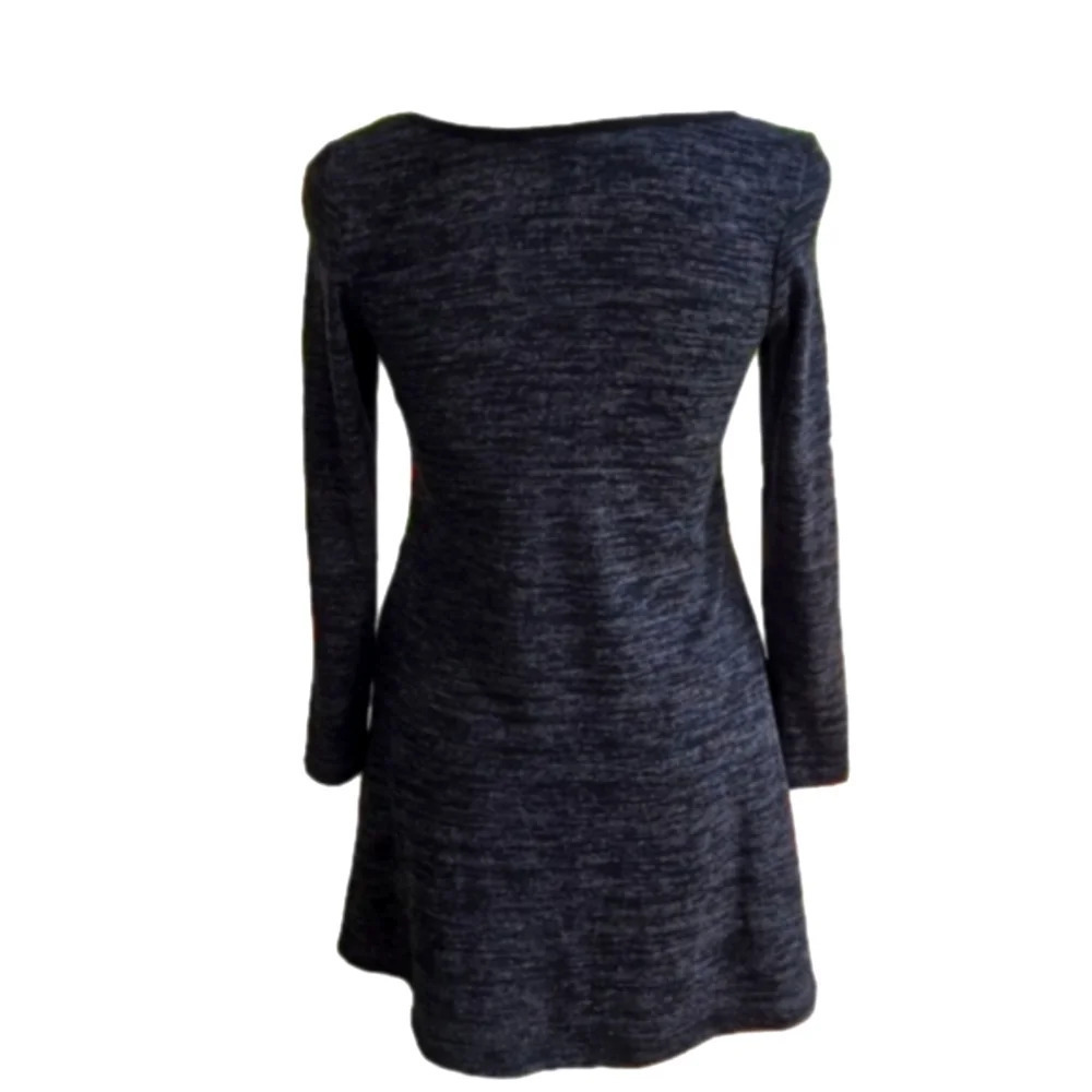 I.N. San Francisco Sweater Dress Women Juniors XS Gray Black Crisscross V-Neck - Picture 2 of 11
